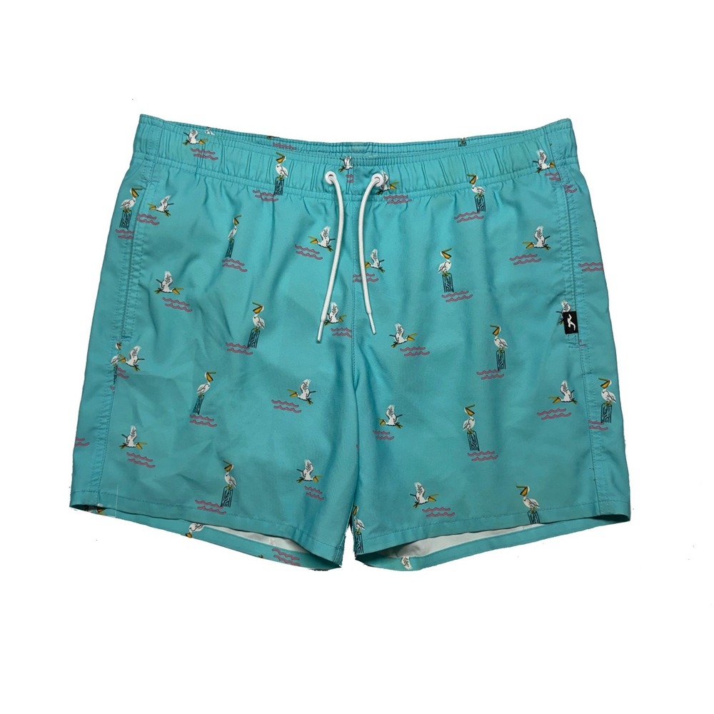 Hollister Swim Trunks Men's Medium Pelican Aqua Nautical Ocean Beachy Vibes